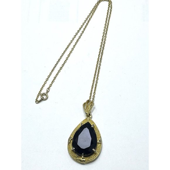 Vintage Black Glass Pendant Necklace